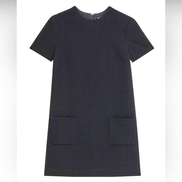 Theory Corti Mini Dress, Patch Pockets, Minimalist, Neutral, Capsule Cocktails 2 - Picture 3 of 8